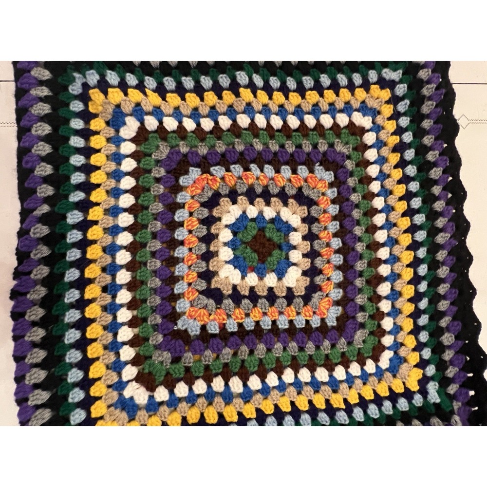 Hand Crocheted Pillow Cover or Table Accent Multi Color 36 x 36 Handmade